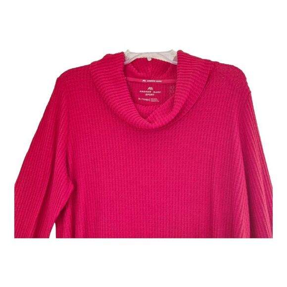 ANDREW MARC SPORT Brushed Waffle Dolphin Hem Turtleneck Top Tunic Cowl Neck XL - Picture 3 of 16